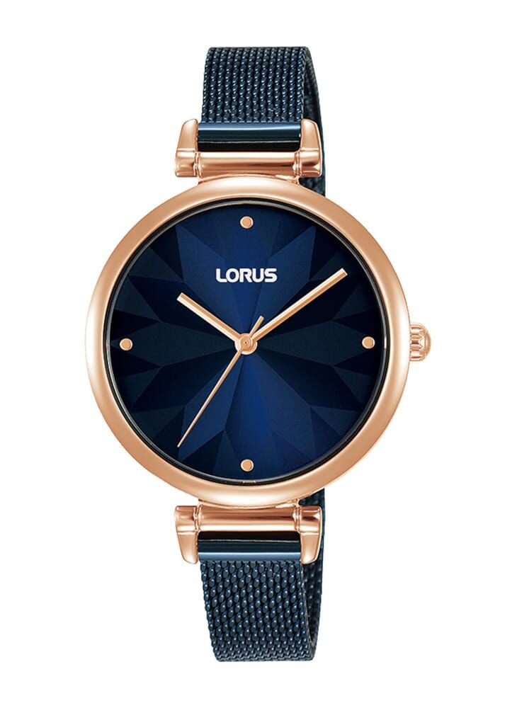 LORUS ساعة لوروس كوارتز أنالوج من الفولاذ المقاوم للصدأ بمينا زرقاء داكنة للنساء RG206TX9 - Image 1
