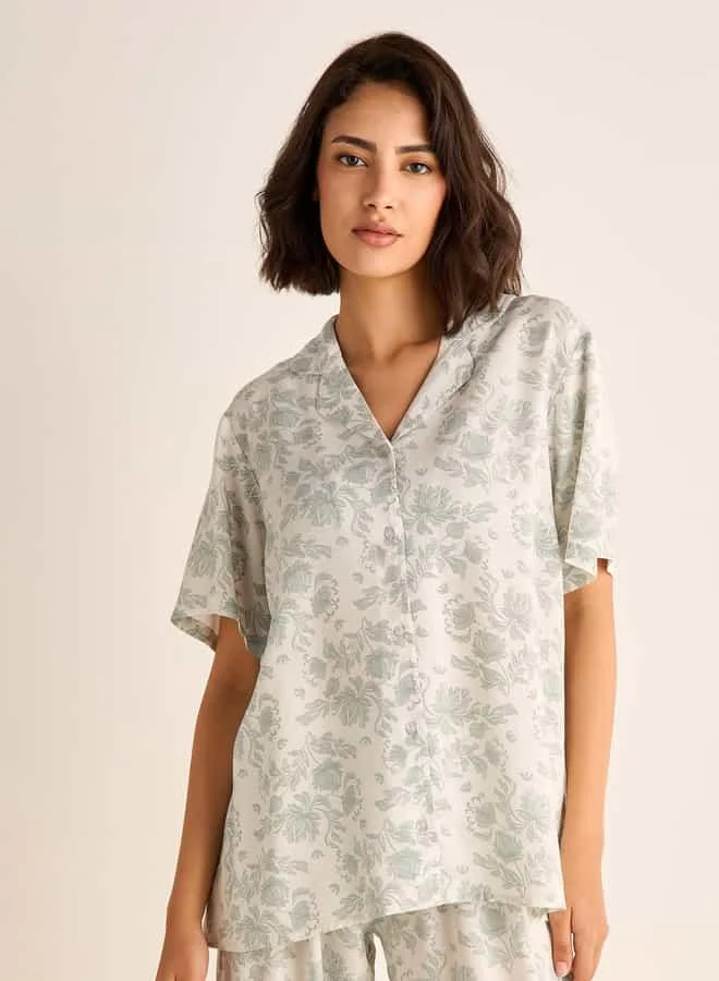 سبلاش فيڤ All-Over Floral Print Shirt and Pyjama Set