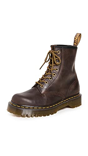 Dr Martens حذاء دكتور مارتنز يونيكس 1460 بيكس جلد كريزي هورس 8 عيون، بني داكن، 10 أمريكي نساء - Image 1