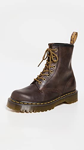 Dr Martens حذاء دكتور مارتنز يونيكس 1460 بيكس جلد كريزي هورس 8 عيون، بني داكن، 10 أمريكي نساء - Image 2