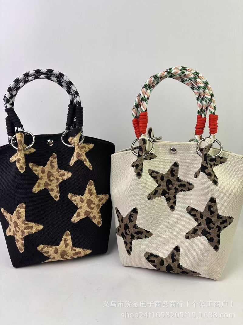 New Ins Style Niche Design Knitted Handbag Fashionable White Tower Shopping Po Hand Bag Bucket Bag 2 - Image 4