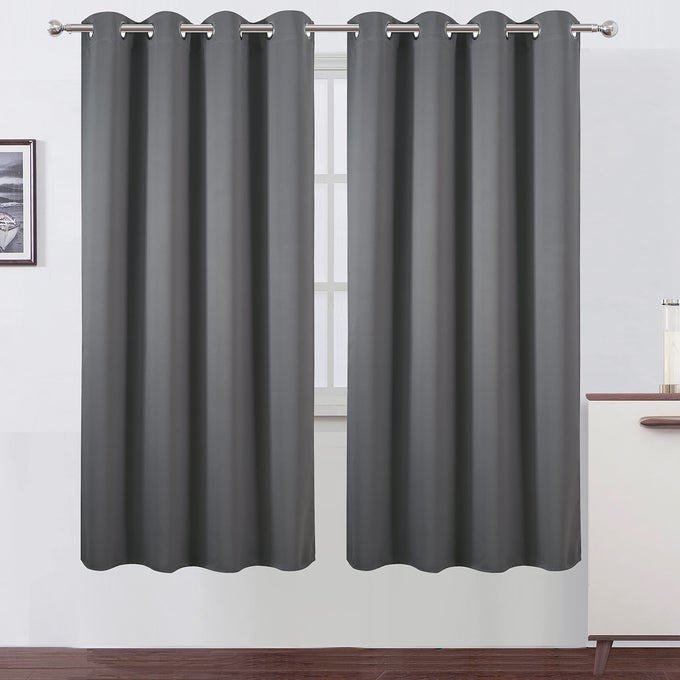 GREY BLACKOUT CURTAINS52 X 72 INCHSET OF 2 PANELS THERMAL INSULATED ROOM DARKENING CURTAINS FOR BEDROOM
