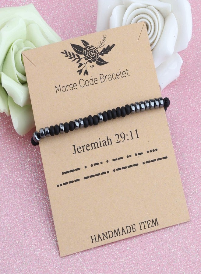 FEELMEM Christian Baptism Gift Jeremiah 29:11 Morse Code Bracelet Scripture Strength Gift Bible Verse Quote Jewelry (Jeremiah 29:11) - Image 3