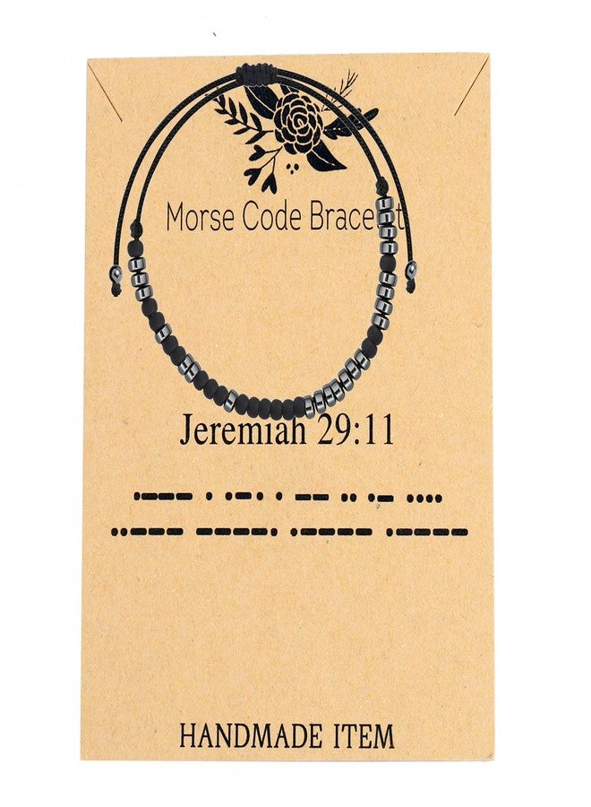 FEELMEM Christian Baptism Gift Jeremiah 29:11 Morse Code Bracelet Scripture Strength Gift Bible Verse Quote Jewelry (Jeremiah 29:11) - Image 1