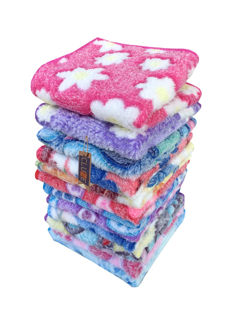 CLUZE Microfiber Face Towel/Handkerchief/Rumal - 400 GSM/Extra Soft and Super Absorbent for Women's, Kids and Newborn Baby - Set of 12 (Multicolor) (25 x25 CM) - Image 5