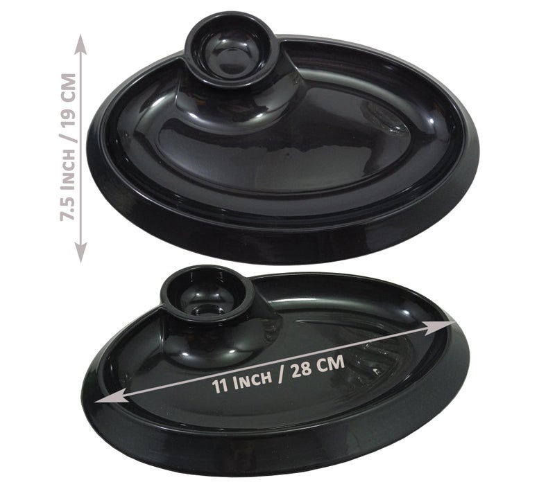 BHOJANWARE Stylish Designer Plastic Snacks Platter Set of 6 in Black Color- Perfect Addition to Your Kitchen Utensils and Plates Collection. (Size: 28 Cm/ 11 Inch) - Image 2