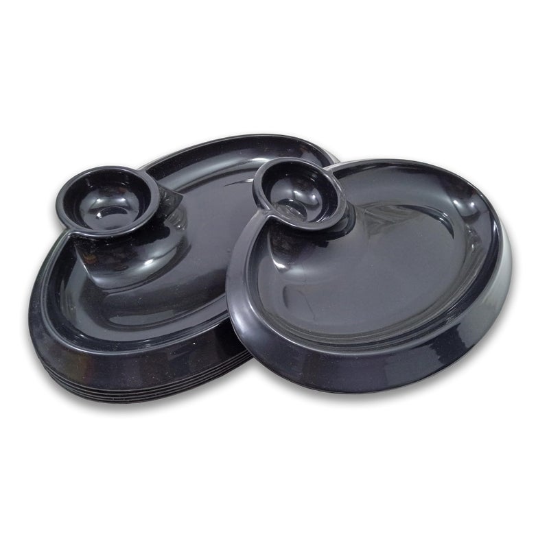 BHOJANWARE Stylish Designer Plastic Snacks Platter Set of 6 in Black Color- Perfect Addition to Your Kitchen Utensils and Plates Collection. (Size: 28 Cm/ 11 Inch) - Image 3