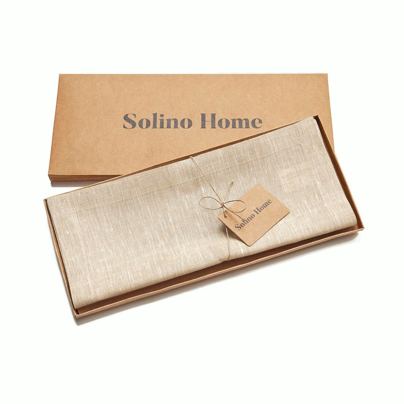 Solino Home Linen Table Runner 60 Inches Long - 100% Pure Linen Champagne Beige Table Runner 14 x 60 Inch - Machine Washable Dining Table Runner for Fall  Thanksgiving  Christmas Decor - Athena - Image 4