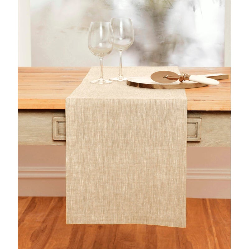 Solino Home Linen Table Runner 60 Inches Long - 100% Pure Linen Champagne Beige Table Runner 14 x 60 Inch - Machine Washable Dining Table Runner for Fall  Thanksgiving  Christmas Decor - Athena - Image 2