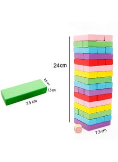 PRIME DEALS Wooden Blocks 54 Pcs 2 Dice Building Blocks Game Challenging Wooden Tumbling Tower, Wooden Stacking Toys with Dices Board Educational Puzzle Game for Adults and Kids (Color) - pzsku/ZEFBEFB11B2AA1347E068Z/45/_/1737806523/85f0cd18-366a-48ba-8507-0669eccabc64