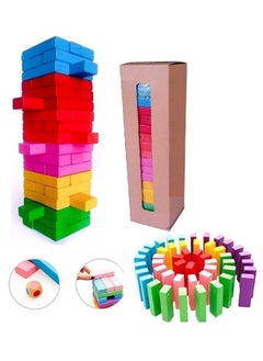 PRIME DEALS Wooden Blocks 54 Pcs 2 Dice Building Blocks Game Challenging Wooden Tumbling Tower, Wooden Stacking Toys with Dices Board Educational Puzzle Game for Adults and Kids (Color) - pzsku/ZEFBEFB11B2AA1347E068Z/45/_/1737806539/965cb301-46ff-4ee9-93e0-4f404387defb