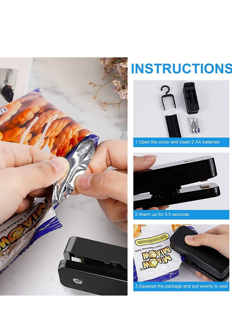 Excefore ختم كيس ميني، 2 قطع ختم طعام محمول، ختّام حراري باليد، أداة مطبخ لتخزين الكيسات البلاستيكية للوجبات الخفيفة والبسكويت الطازج - Image 5