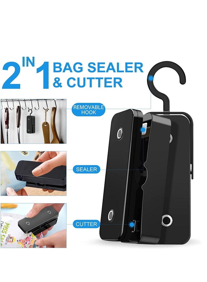 Excefore ختم كيس ميني، 2 قطع ختم طعام محمول، ختّام حراري باليد، أداة مطبخ لتخزين الكيسات البلاستيكية للوجبات الخفيفة والبسكويت الطازج - Image 2