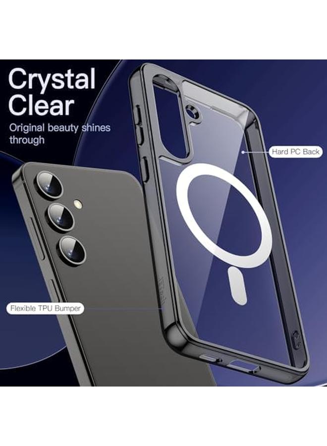 جي تيك جراب مغناطيسي لهاتف Samsung Galaxy S24+ S24 Plus 5G متوافق مع Magsafe غطاء حماية مقاوم للصدمات للهاتف غير قابل للاصفرار، شفاف صلب، ظهر أسود من مادة البولي كربونات - Image 4