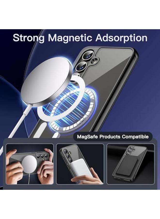 جي تيك جراب مغناطيسي لهاتف Samsung Galaxy S24+ S24 Plus 5G متوافق مع Magsafe غطاء حماية مقاوم للصدمات للهاتف غير قابل للاصفرار، شفاف صلب، ظهر أسود من مادة البولي كربونات - Image 3