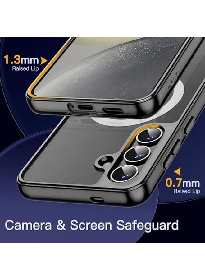 جي تيك جراب مغناطيسي لهاتف Samsung Galaxy S24+ S24 Plus 5G متوافق مع Magsafe غطاء حماية مقاوم للصدمات للهاتف غير قابل للاصفرار، شفاف صلب، ظهر أسود من مادة البولي كربونات - Image 5