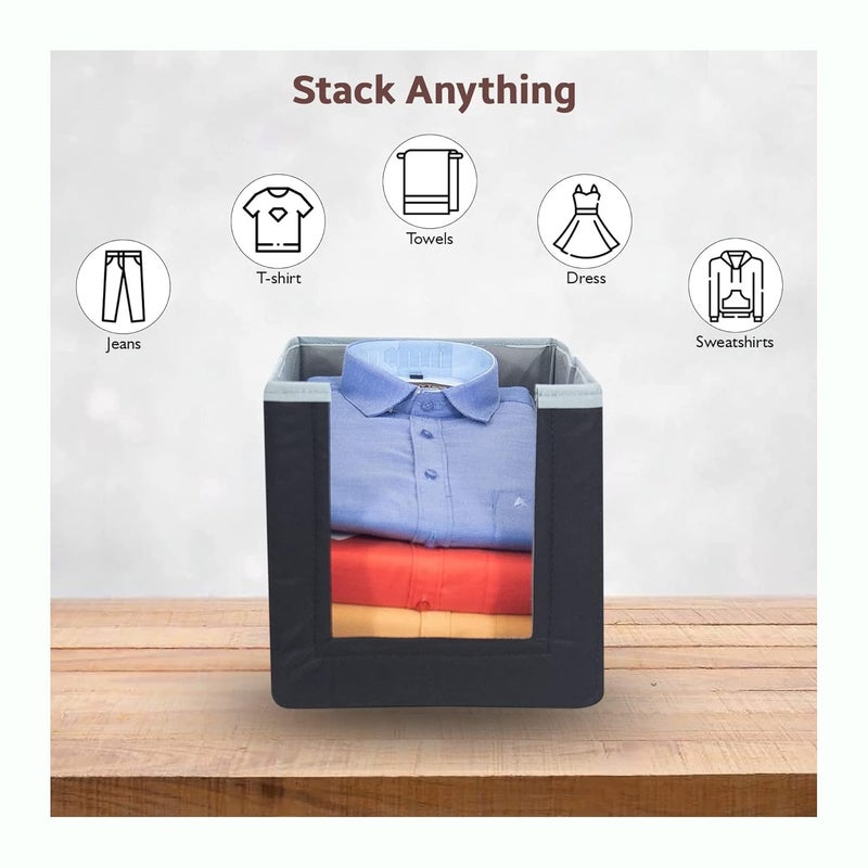 ShubhKraft ShubhKraft Shirt Cover Non Woven Shirt StackerGet Perfect WrinkleFree Clothes Wardrobe Organiser Cupboard Organizer Clothes Wardrobe Organiser Pack Of 2 BlackGrey  - Image 4