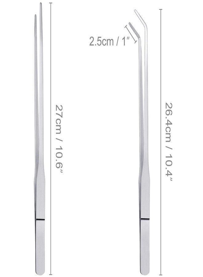 Thyores 3 Pcs Aquarium Tweezers, Stainless Steel Feeding Tongs Straight and Curved Tweezers Set Long Handle Reptile Feeding Tongs for Aquatic Plants Lizards Spider Snakes - Image 2