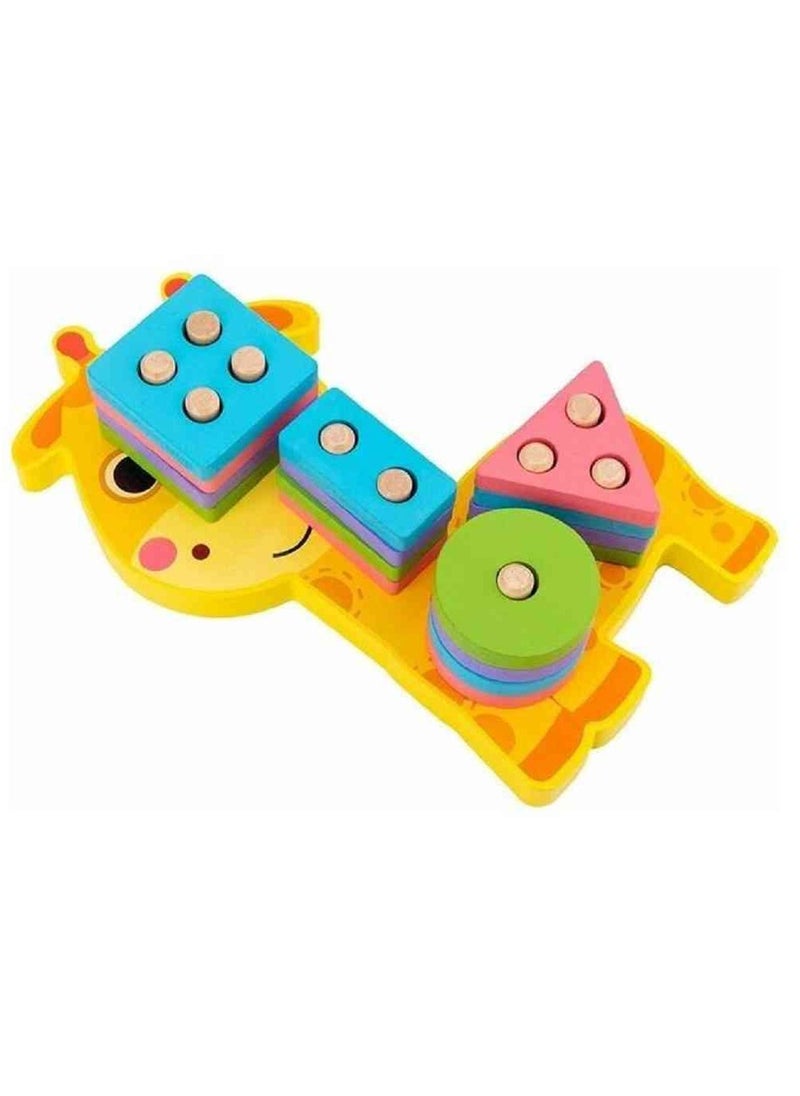 UKR - UKR Giraffe Sorting Shapes Puzzle – Educational Multicolored Toy for Kids | Learning Activity for Toddlers | Shape Sorting Toy for Early Childhood Development | Interactive Puzzle for Boys & Girls - Image 1