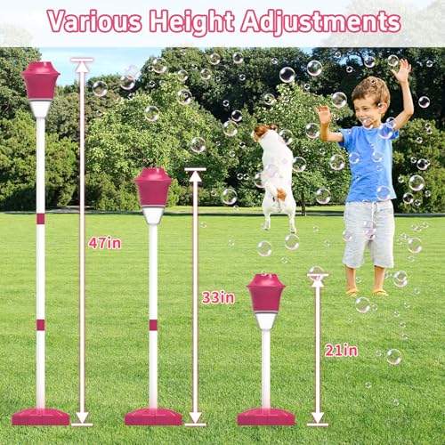 Infowush Bubble Machine for Kids Automatic Standing Bubble Maker Machine Height Adjustable Up to 47 Inches Outdoor Battery Bubble Machine with LightMusic for Toddlers Birthday Party GiftsRed - Image 5