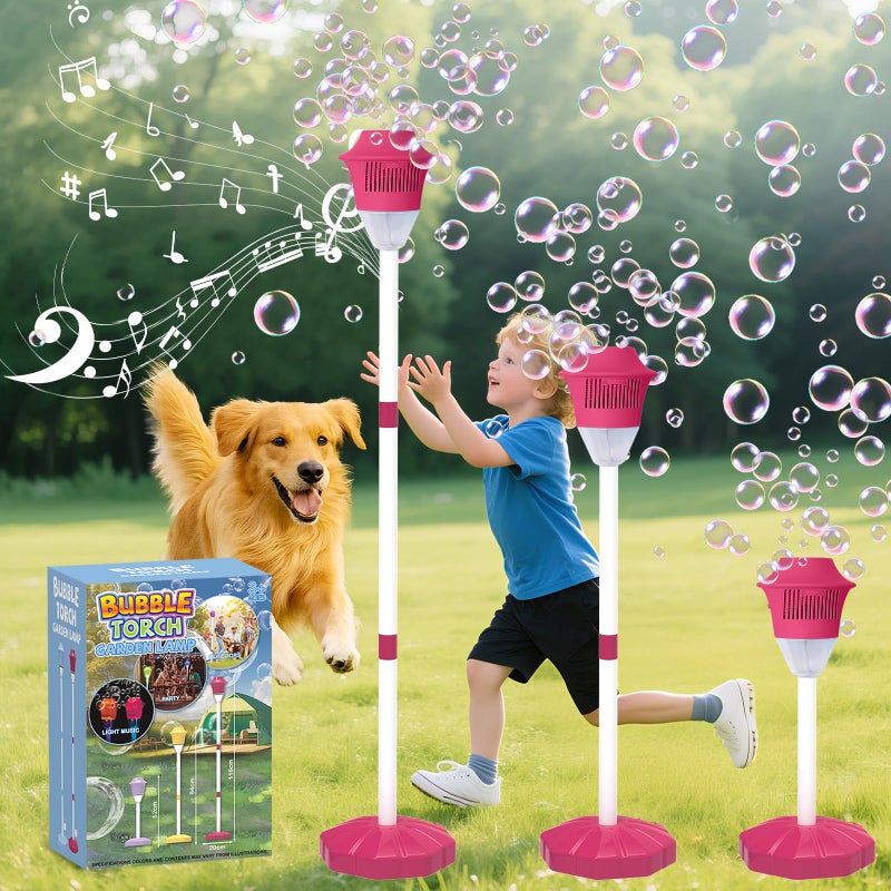 Infowush Bubble Machine for Kids Automatic Standing Bubble Maker Machine Height Adjustable Up to 47 Inches Outdoor Battery Bubble Machine with LightMusic for Toddlers Birthday Party GiftsRed - Image 3