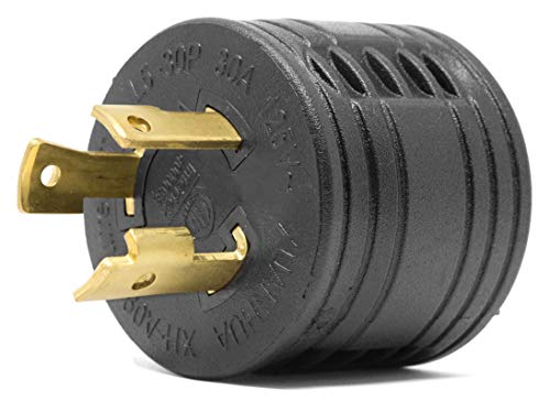 WEN GNA030, NEMA L5-30P Twist-Lock Power Plug to TT-30R Ready Outlet 120V 30-Amp 3600-Watt Generator to RV Adapter, Black - Image 1