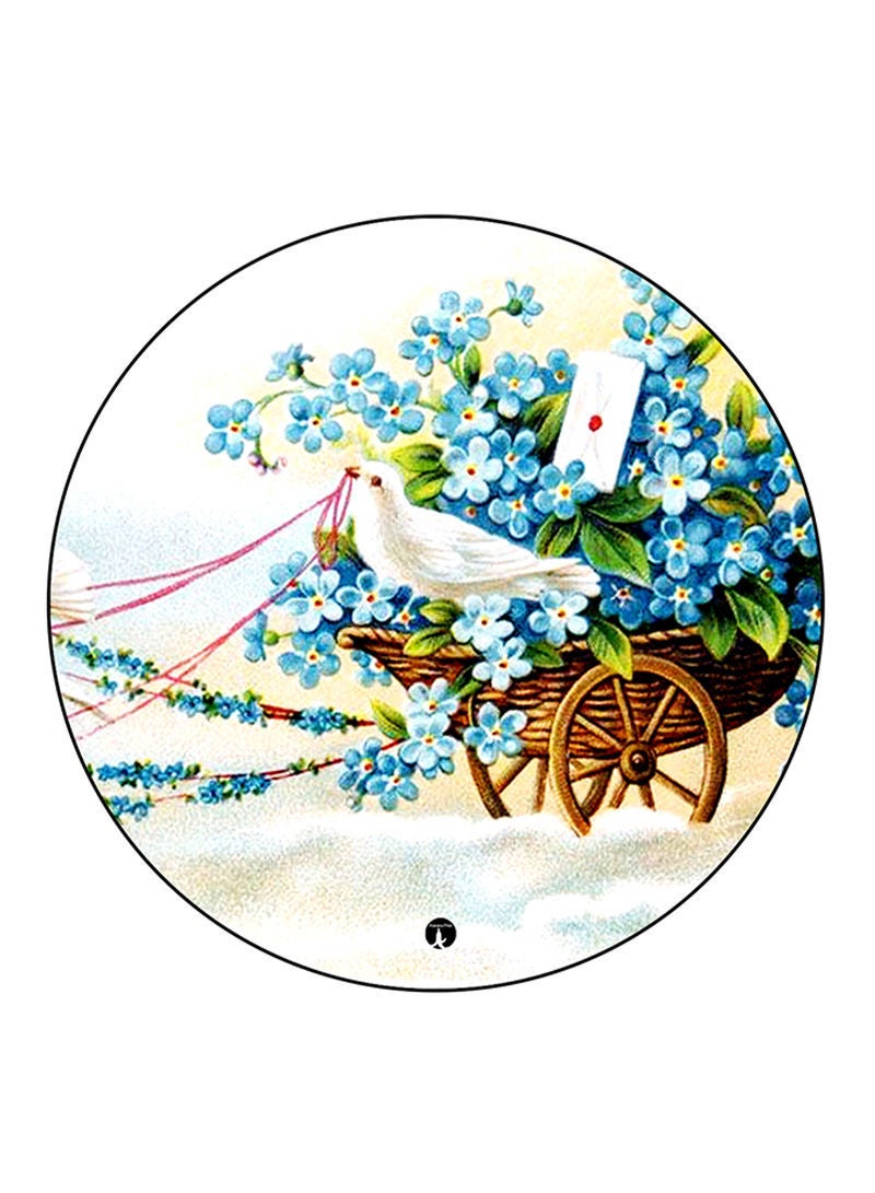 RKN Flowers Printed Mouse Pad  Round  Multicolour