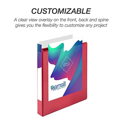 Samsill Durable 1 inch 3 Ring Binder, Made in USA, D Ring Binder, FSC 100% Recycled Chipboard, Red, 4 Pack - Image 3