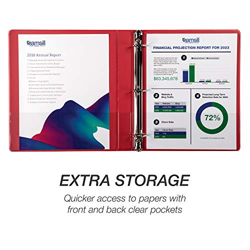 Samsill Durable 1 inch 3 Ring Binder, Made in USA, D Ring Binder, FSC 100% Recycled Chipboard, Red, 4 Pack - Image 5