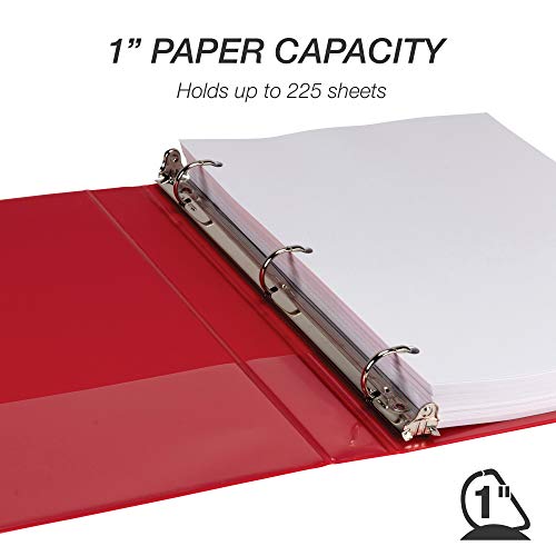 Samsill Durable 1 inch 3 Ring Binder, Made in USA, D Ring Binder, FSC 100% Recycled Chipboard, Red, 4 Pack - Image 4