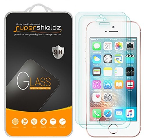 Supershieldz (2 Pack) Designed for iPhone SE (1st Gen, 2016 Edition), iPhone 5, iPhone 5S, iPhone 5C Tempered Glass Screen Protector Anti Scratch, Bubble Free - Image 1