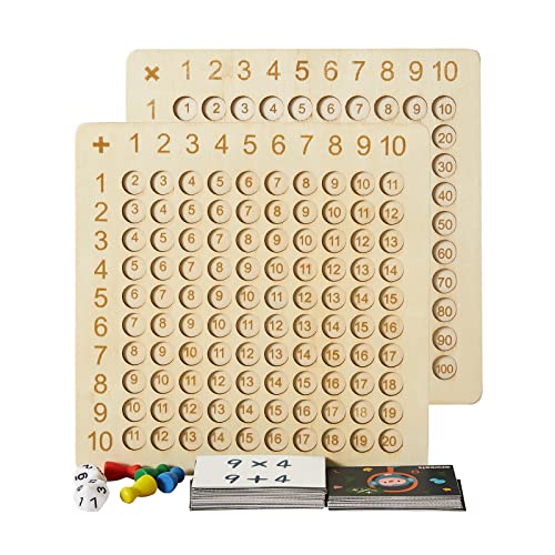 Asweets 2 in 1 Wooden Montessori Multiplication Addition Board Game Montessori Toy Educational Math Table Board Game DoubleSided Boards for Toddlers and Preschool Gifts for Kids - Image 1