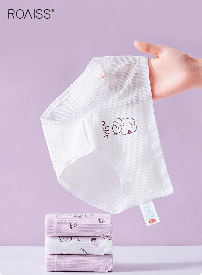رويس طقم 4 قطع ملابس داخلية للبنات، سراويل داخلية ناعمة ومطاطية بنقوش رائعة، سراويل داخلية مسامية مع أحزمة خصر مرنة للبنات، مثالية للارتداء اليومي - Image 2
