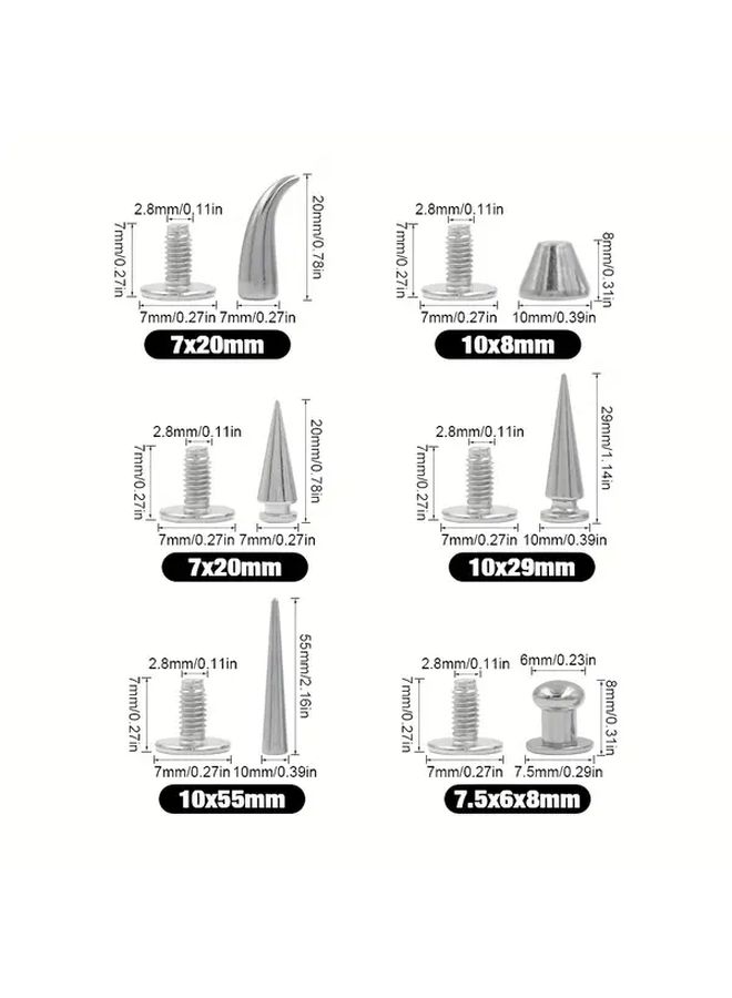 50pcs 9x6mm Silver Screw Rivets Fasteners - Image 3
