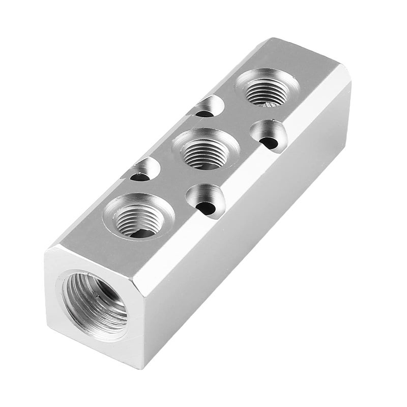 LDEXIN 3 Way Pneumatic Manifold Air Distribution Block Compressed Air Manifold Pneumatic Block Air Coupler Fast Connector Silver
