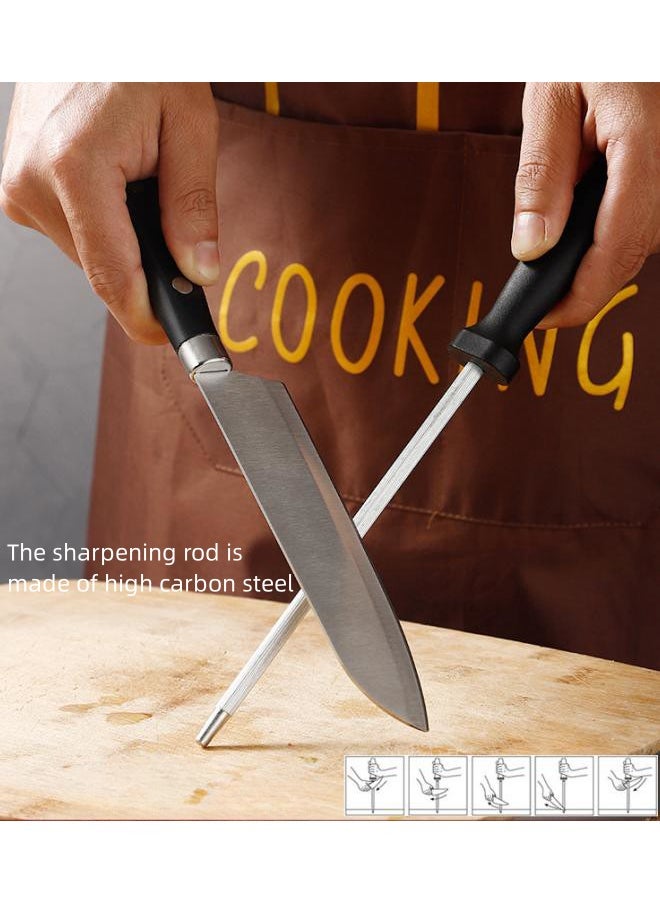 WAOKN - 7-piece Knife Block Set. Forged Special Formula Stainless Steel, Ergonomic Handle, Set: 2 Kitchen Knives, 2 Fruit Knives, Scissors, Sharpening Rod, Knife Holder - Image 1