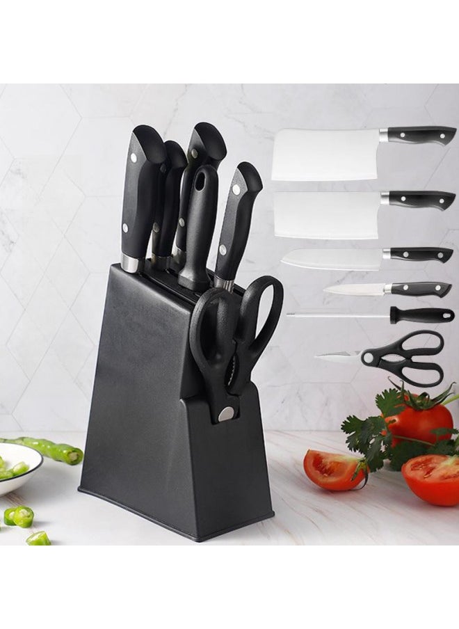 WAOKN - 7-piece Knife Block Set. Forged Special Formula Stainless Steel, Ergonomic Handle, Set: 2 Kitchen Knives, 2 Fruit Knives, Scissors, Sharpening Rod, Knife Holder - Image 1