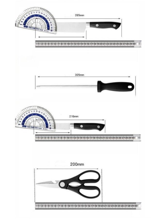 WAOKN - 7-piece Knife Block Set. Forged Special Formula Stainless Steel, Ergonomic Handle, Set: 2 Kitchen Knives, 2 Fruit Knives, Scissors, Sharpening Rod, Knife Holder - Image 1