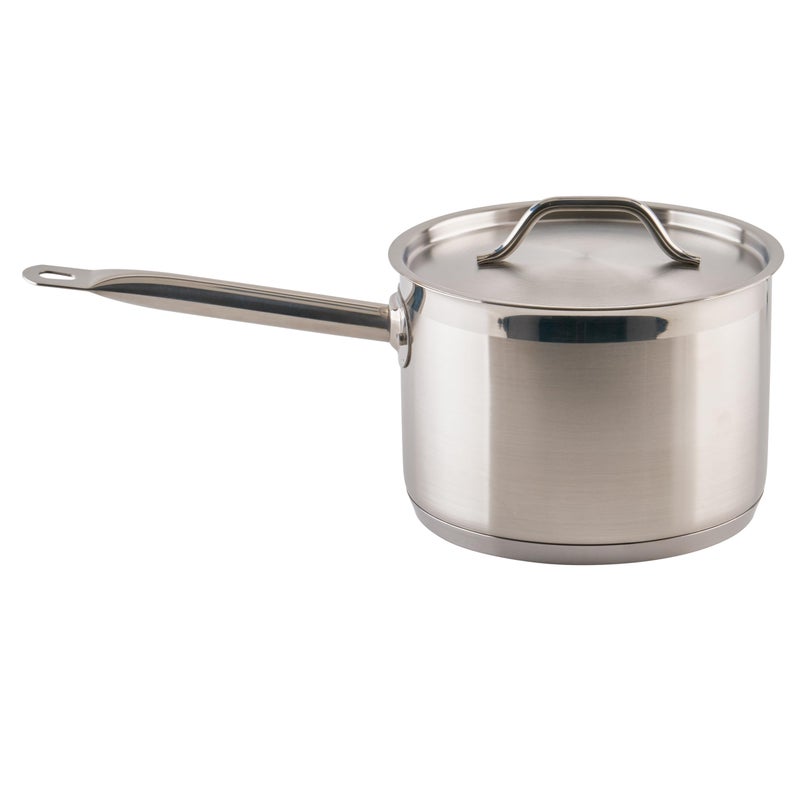 Winco Heavy-Duty Stainless Steel Sauce Pan with Cover, 4.5 Quart - Image 1