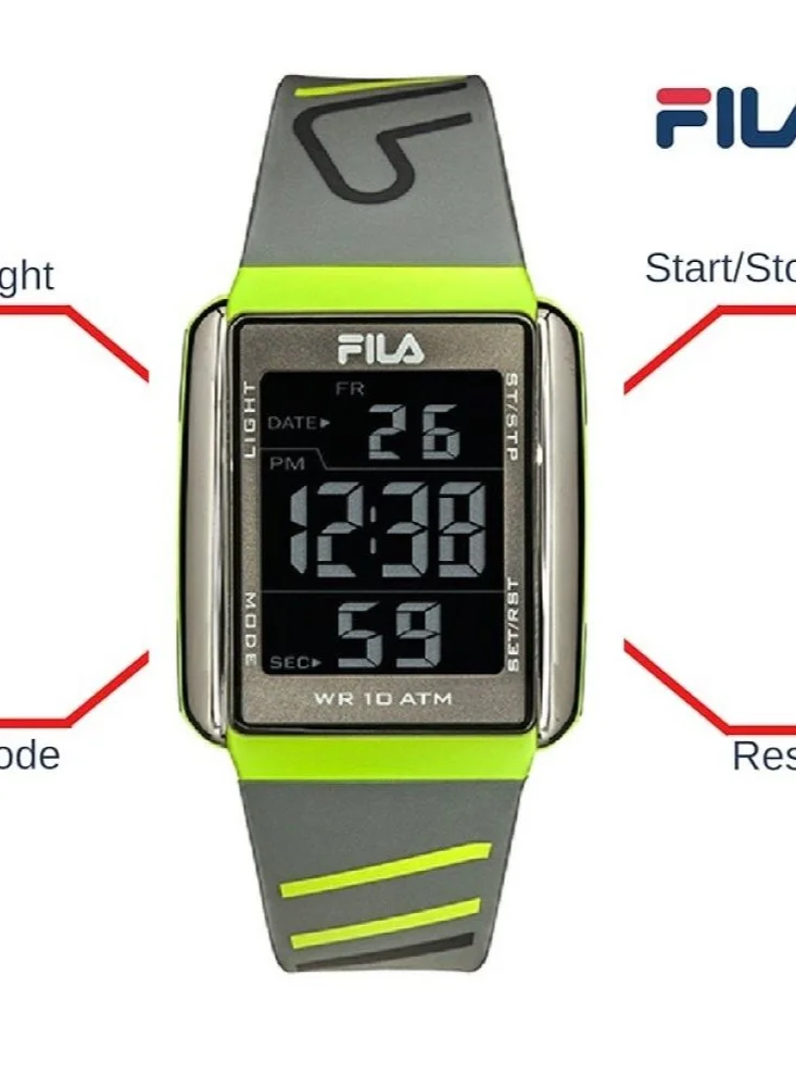 FILA FILA ADULT UNISEX CHRONO WATCH PLASTIC CASE GRAY PLASTIC STRAP, 38-325-005