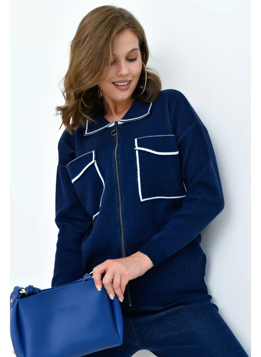 جارمي Women's Striped Two Piece Suit Navy Blue