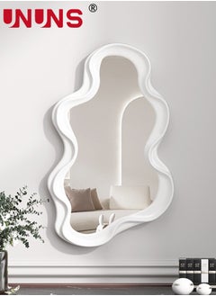 UNUNS Decorative Wavy Mirror,Irregular Wall Hanging Mirror Modern Living Room Funky Pink Mirror,for Bedroom,and Bathroom Decor Cute Squiggly Mirror,26x41cm,White  - Image 1