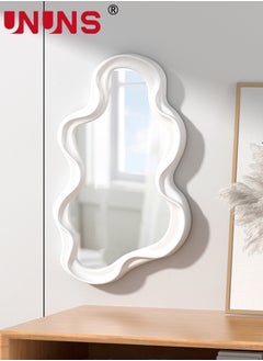 UNUNS Decorative Wavy Mirror,Irregular Wall Hanging Mirror Modern Living Room Funky Pink Mirror,for Bedroom,and Bathroom Decor Cute Squiggly Mirror,26x41cm,White  - Image 4