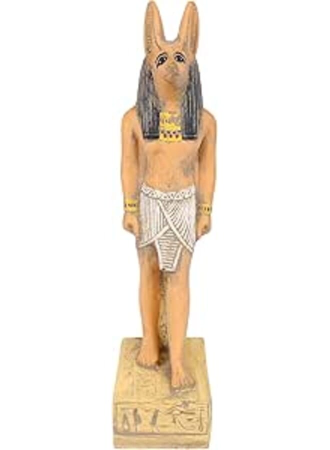 Statue of Egyptian Goddess Anubis made of heavy Stone with natural colours
