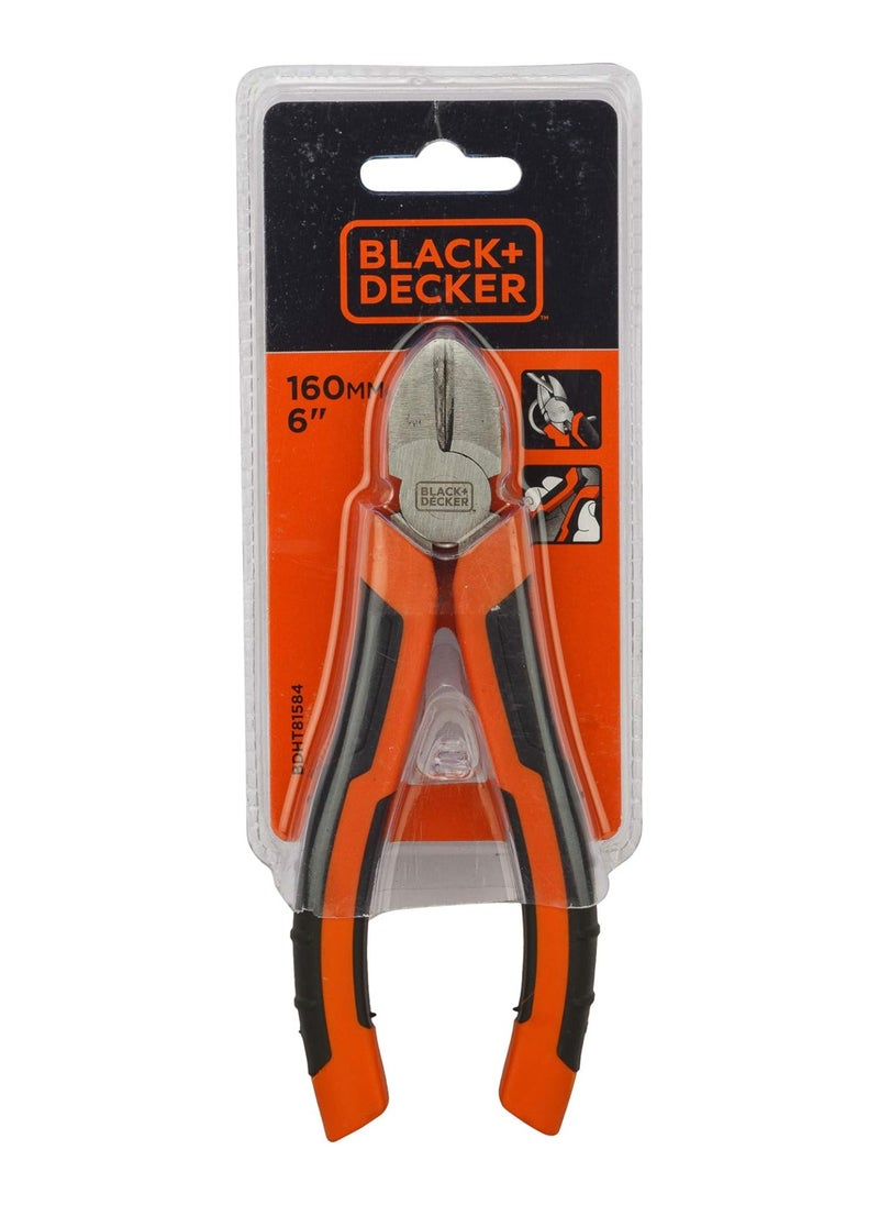 BLACK+DECKER Black+Decker 160Mm Bimaterial Steel Diagonal Cutting Pliers - BDHT81584  - Image 1