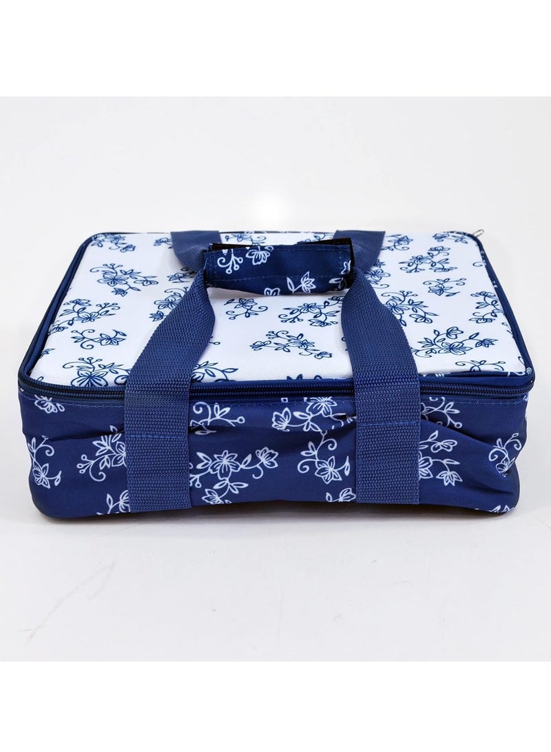 temp-tations® Floral Lace Bakeware Set,Take Baker Square Bakers with Tote Bag-Blue - Image 2