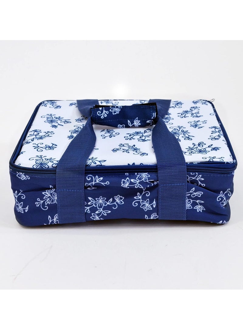temp-tations® Floral Lace Bakeware Set,Take Baker Square Bakers with Tote Bag-Blue - Image 3