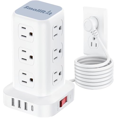 SMALLRT PD 20W USB C Surge Protector, Mini Power Strip Tower Travel 12 AC 4 USB Power Strip with USB Ports 6.5FT Overload Protection for Home Office - Image 1