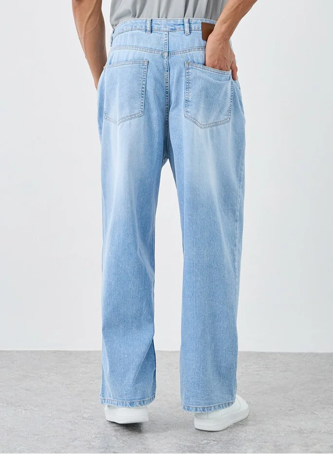 Styli Styli Mid Rise Wide Leg Faded Jeans