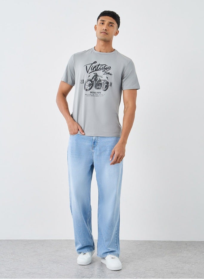 Styli Mid Rise Wide Leg Faded Jeans - Image 1